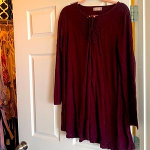 Altar’d State Burgundy Babydoll Dress